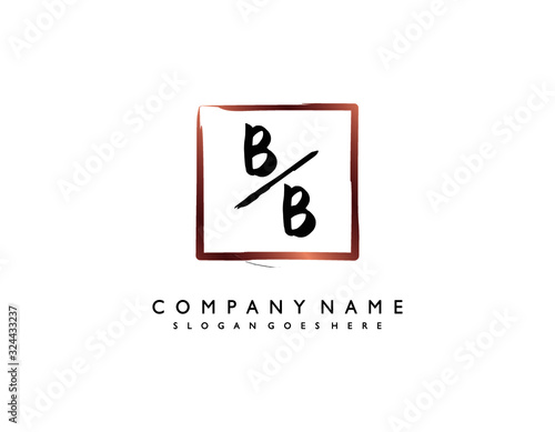 letter BB minimalist feminine handwriting logo. vector design of wedding invitation badges, fashion, beauty,