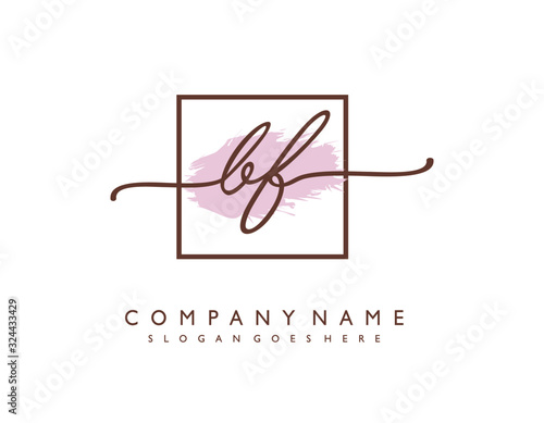 letter BF minimalist feminine handwriting logo. vector design of wedding invitation badges, fashion, beauty,