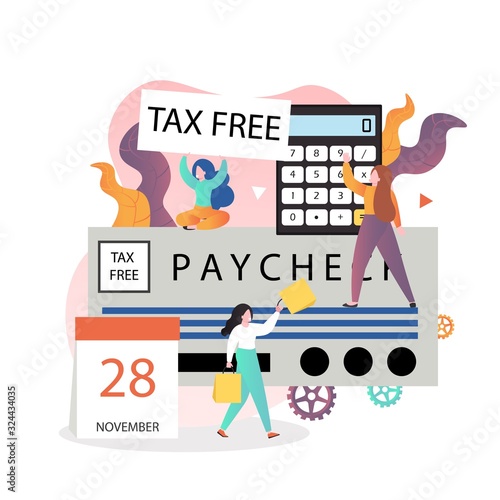 Tax free shopping vector concept for web banner, website page