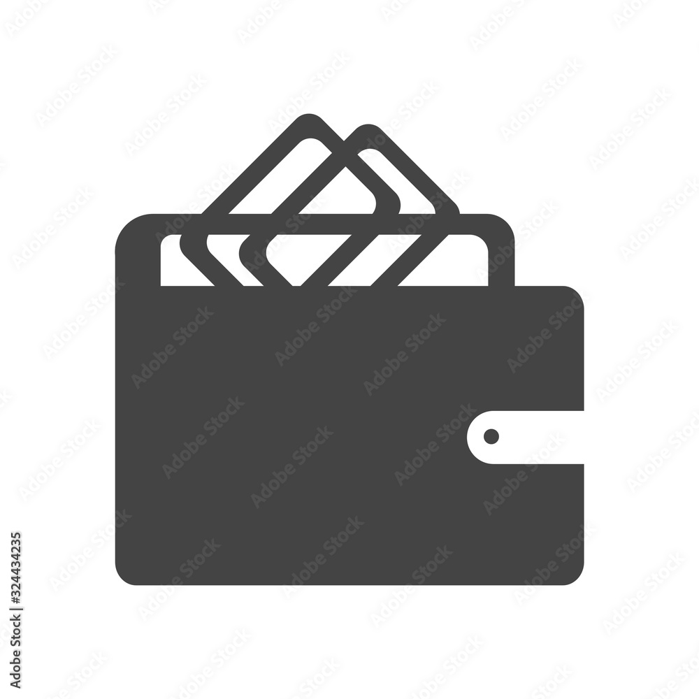 Fototapeta premium Wallet icon with money in flat style isolated on white background