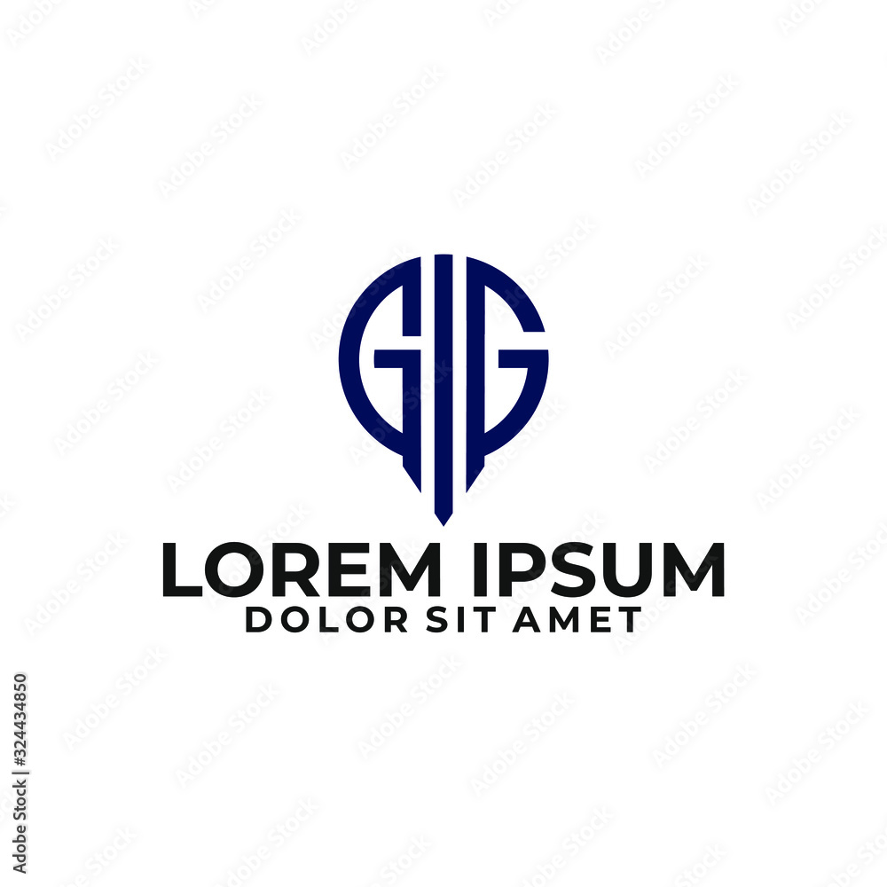 Fototapeta premium Initial letter GG logo template with circle or spartan helmet line art symbol in flat design monogram illustration
