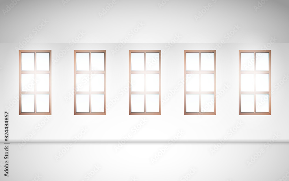 white light at the windows in the white studio room white light at the windows in the white studio room