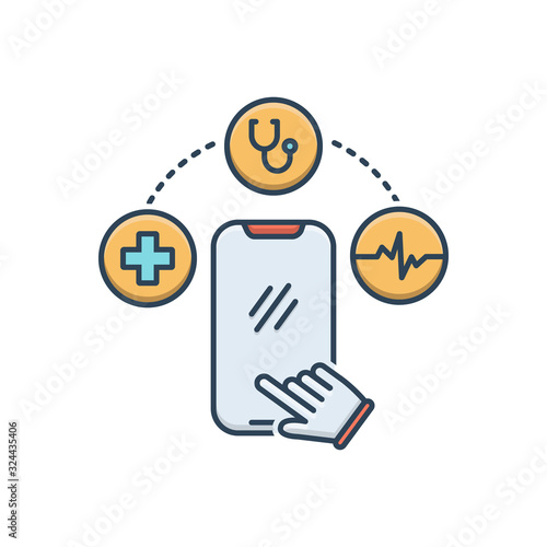 Color illustration icon for mhealth  photo