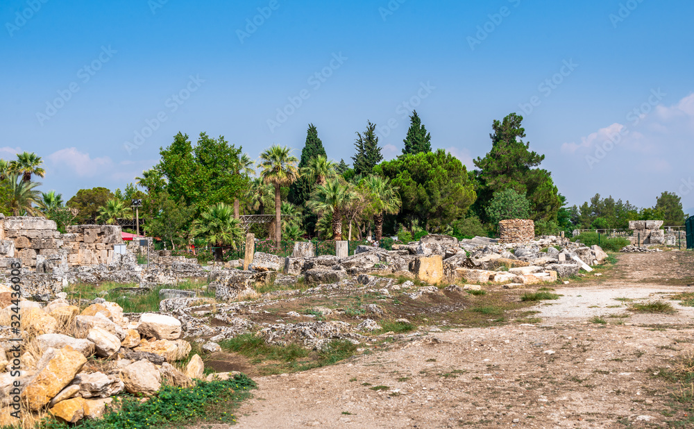 The ruins of the ancient city of Hierapolis in Pamukkale, Turkey The ruins of the ancient city of Hierapolis in Pamukkale, Turkey