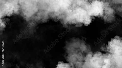 Abstract smoke steam moves on a black background . The concept of aromatherapy. Stock illustration,