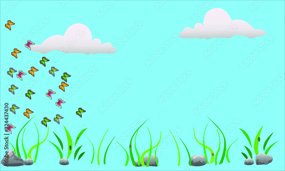 abstract background with green grass and flowers abstract background with green grass and flowers