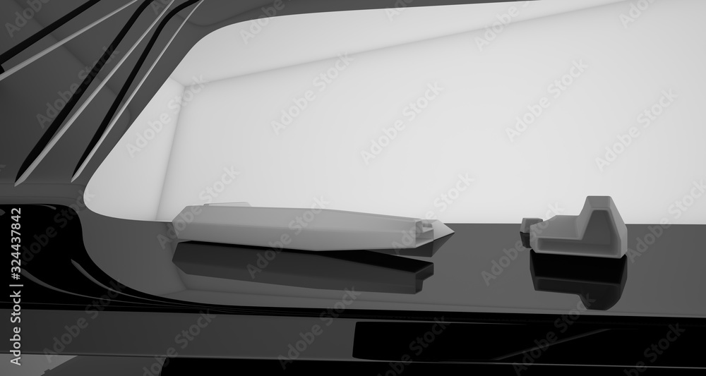 Abstract architectural black and white interior of a modern villa. 3D illustration and rendering. Abstract architectural black and white interior of a modern villa. 3D illustration and rendering.