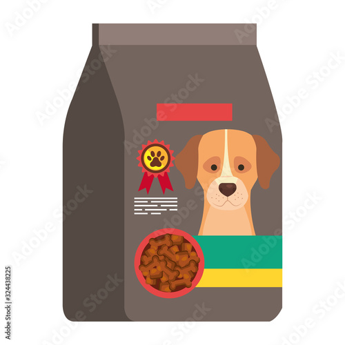 food for dog in bag isolated icon vector illustration design