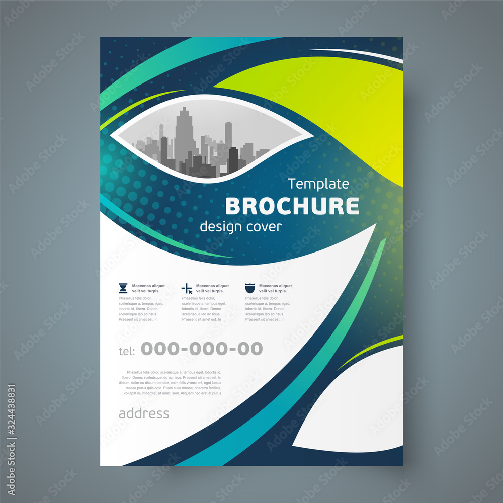 Flyer brochure design template size A4 cover curves theme Flyer brochure design template size A4 cover curves theme