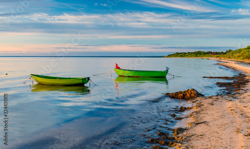Fishing boats on a big lake, Baltic region, Europe
