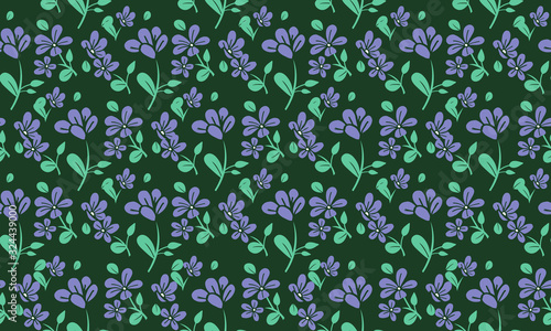 Simple spring floral pattern background, with leaf and floral drawing.