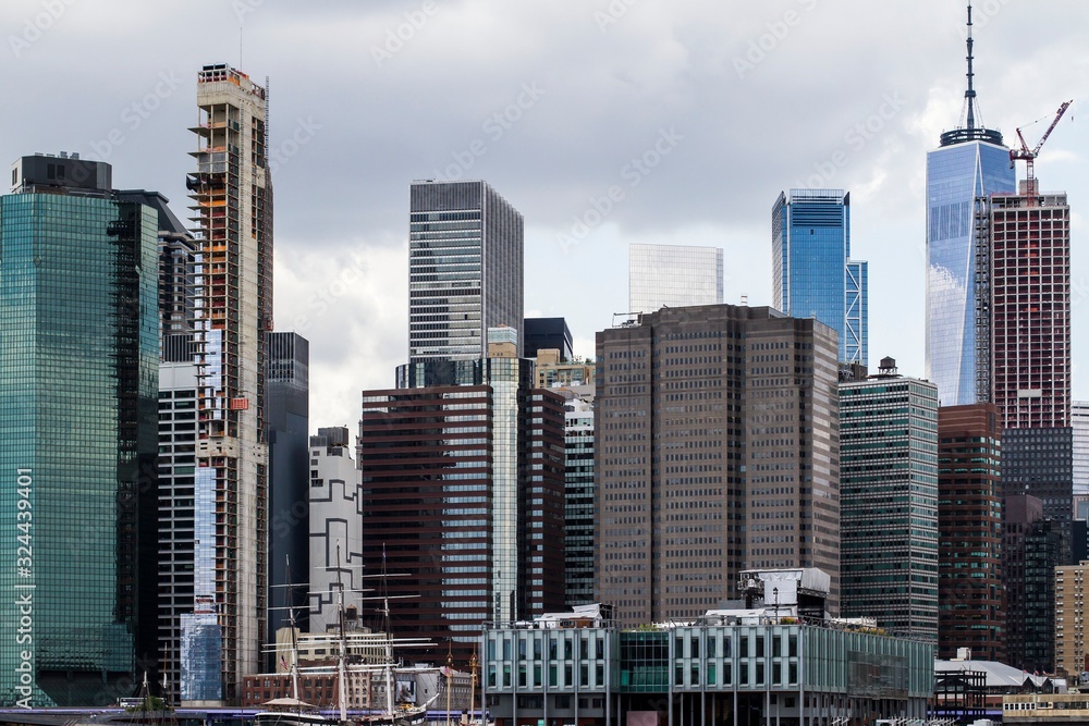 Beautiful view of New York city skyline at daytime, USA Beautiful view of New York city skyline at daytime, USA