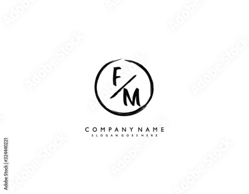 letter FM MF minimalist feminine handwriting logo. vector design of wedding invitation badges, fashion, beauty,