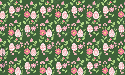 Easter egg pattern background, with egg and flower design.