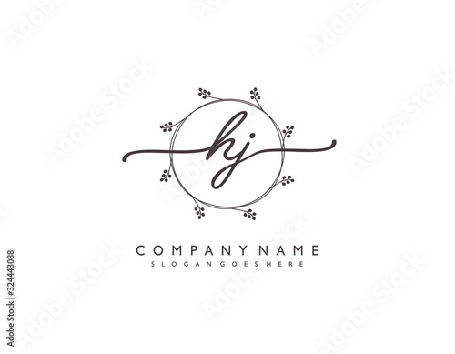 letter HJ JH minimalist feminine handwriting logo. vector design of wedding invitation badges, fashion, beauty, photo