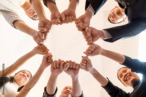 Young group are join hands for working the job success , Hands, symbolizing the hands to unity