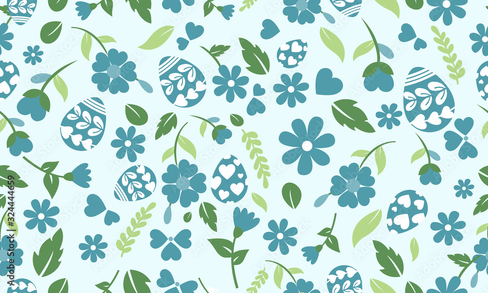 Cute Easter egg pattern background, with unique of egg and floral design.