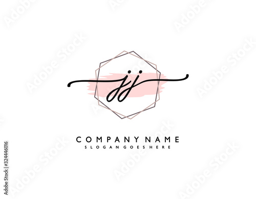 letter JJ minimalist feminine handwriting logo. vector design of wedding invitation badges, fashion, beauty, photo