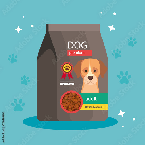 food quality for dog in bag vector illustration design