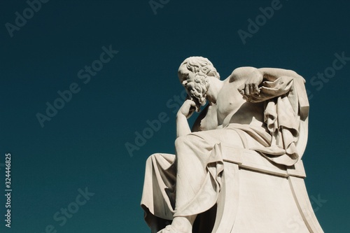 Statue of the ancient Greek philosopher Socrates in Athens, Greece.	