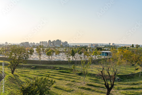 Taichung Central Park at the Shuinan Economic and Trade Area in blue sky sunny day. Former Shuinan Airport, lot of green space in here, the second largest park in Taiwan. Xitun District, Taichung City photo