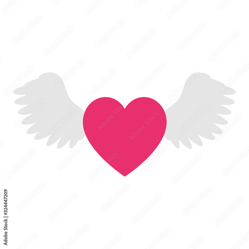 cute heart with wings isolated icon vector illustration design