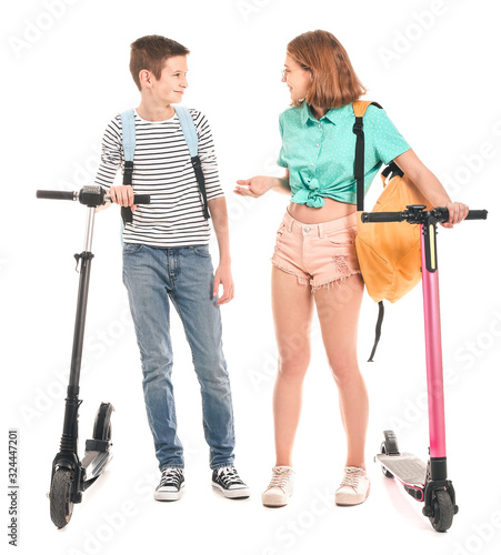 Active teenagers with kick ...