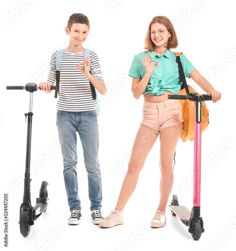 Active teenagers with kick ...