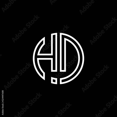 HD monogram logo circle ribbon style outline design template
