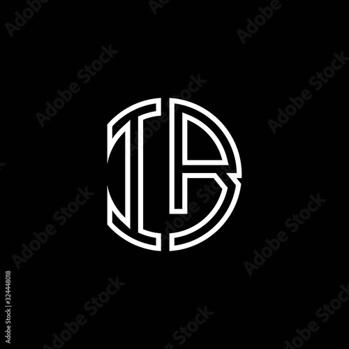 IB monogram logo circle ribbon style outline design template