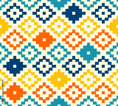 Colorful simple pixel aztec kilim pattern