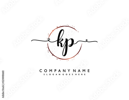 letter KP PK minimalist feminine handwriting logo. vector design of wedding invitation badges, fashion, beauty,