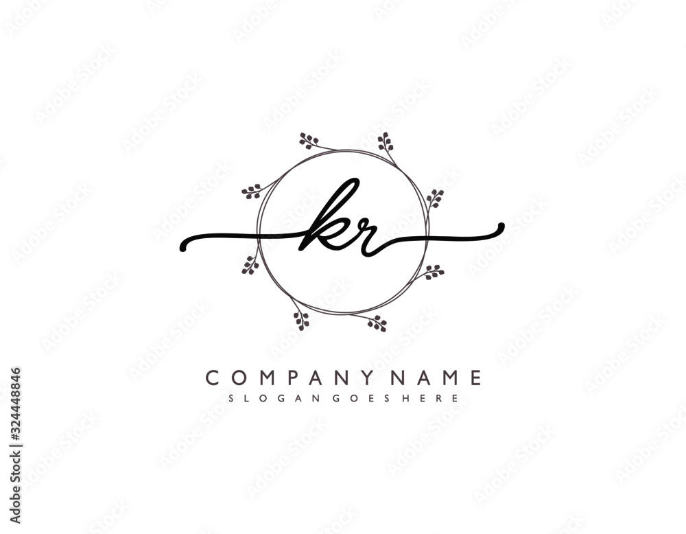 letter KR RK minimalist feminine handwriting logo. vector design of ...
