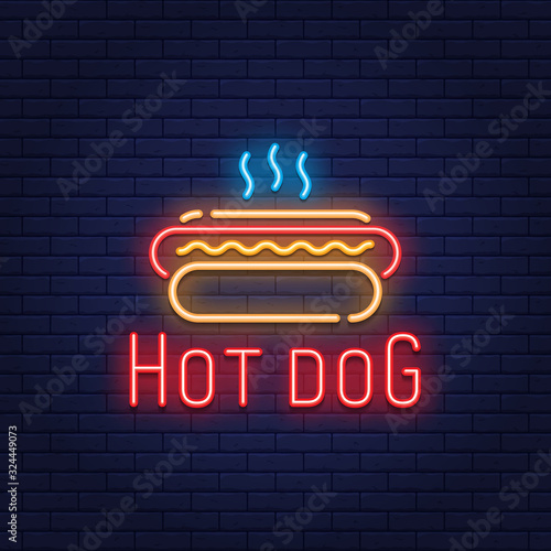 Neon Hot Dog Logo Design