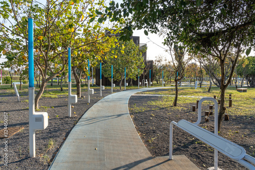 Taichung Central Park at the Shuinan Economic and Trade Area in blue sky sunny day. Former Shuinan Airport, lot of green space in here, the second largest park in Taiwan. Xitun District, Taichung City photo