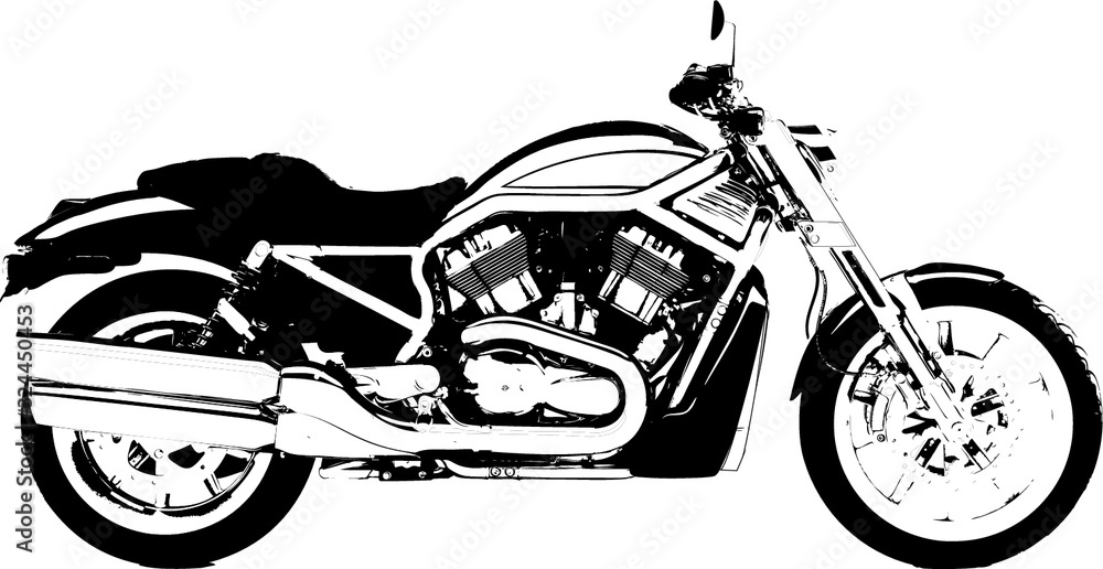 Black and White Motorcycle Illustration