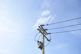 High voltage pole with blue sky