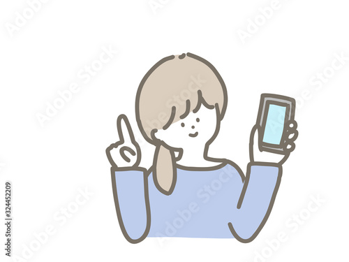 A woman holding a smartphone.