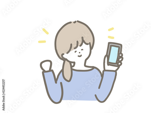 A woman holding a smartphone.