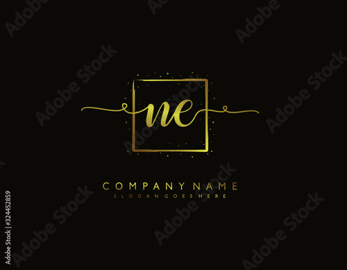letter NE EN minimalist feminine handwriting logo. vector design of wedding invitation badges, fashion, beauty,