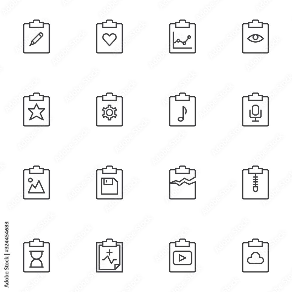 Document flow line icons set. linear style symbols collection, File folders outline signs pack. vector graphics. Set includes icons as edit document, favorite, business report infographic, settings Document flow line icons set. linear style symbols collection, File folders outline signs pack. vector graphics. Set includes icons as edit document, favorite, business report infographic, settings