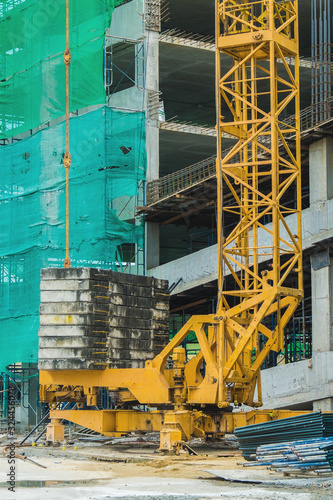 counterweight on crane at the construction site