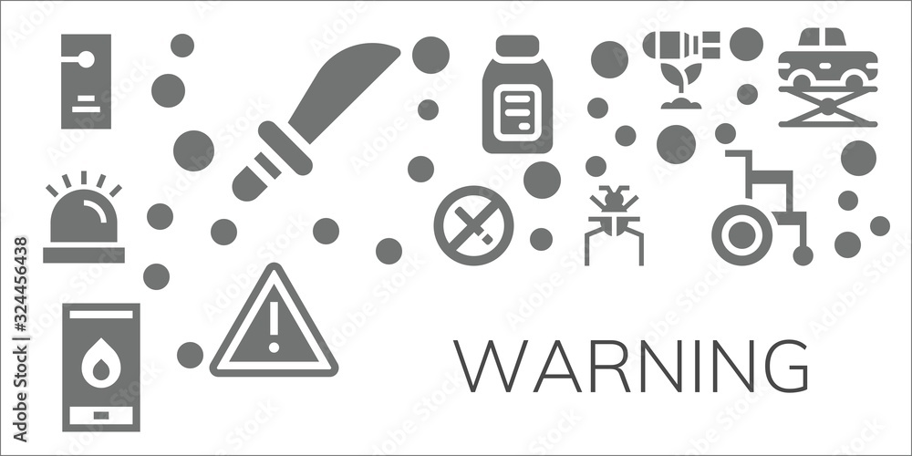 Fototapeta premium Modern Simple Set of warning Vector filled Icons