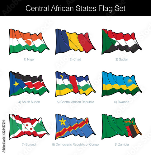 Central African States Waving Flag Set