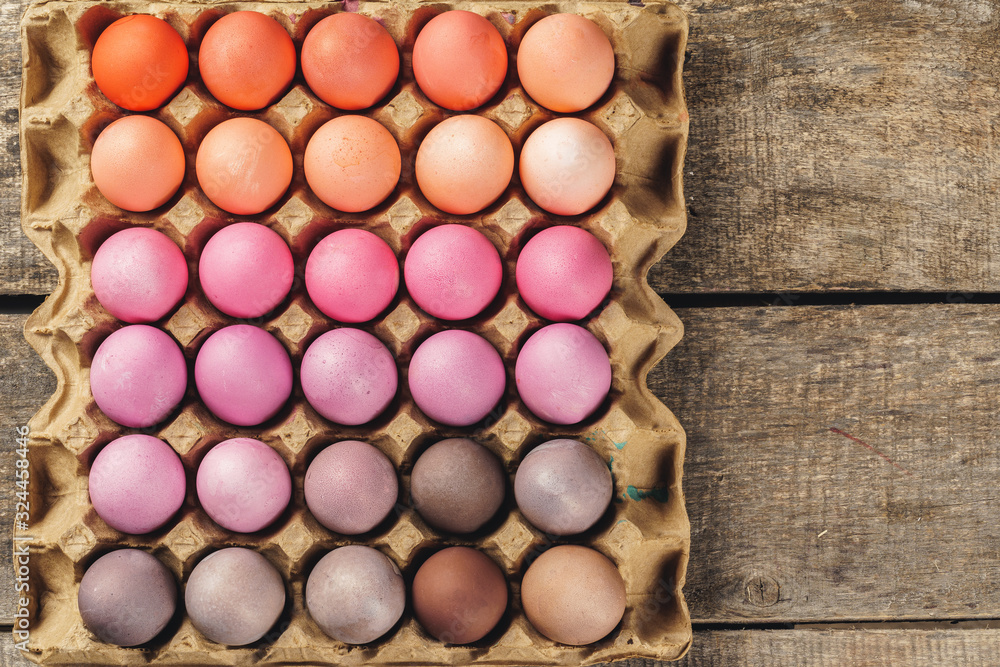 Traditional Christian eastertime, painted eggs in egg box. Traditional Christian eastertime, painted eggs in egg box.