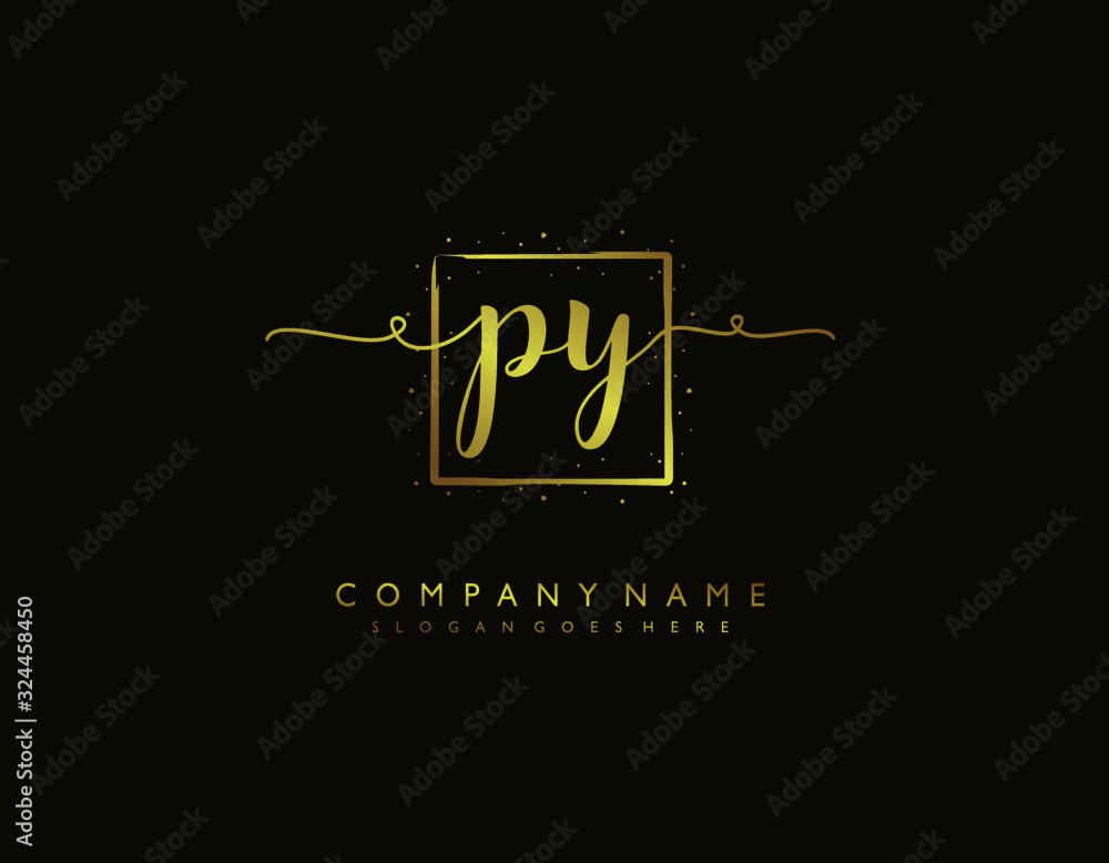Py Written Style letter PY YP minimalist feminine handwriting logo. vector design of ...