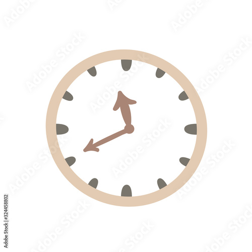 Round wall clock. Vector on a white background.