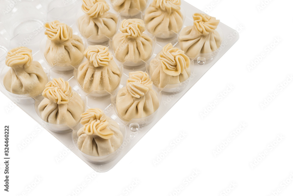 Khinkali on white background. Khinkali on white background.