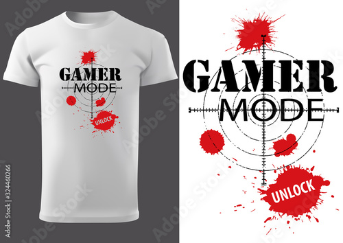 White T-shirt Design for Computer Game Player