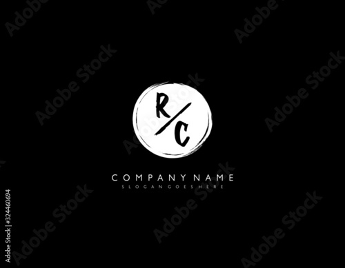 letter RC CR minimalist feminine handwriting logo. vector design of wedding invitation badges, fashion, beauty,